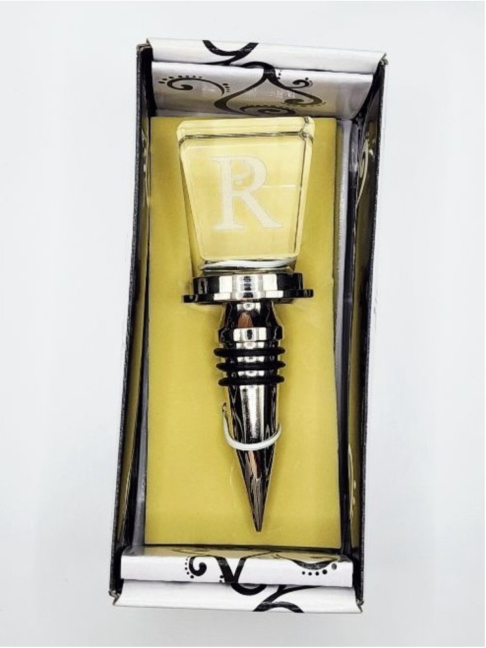 Unisex Monogram R Bar Accessory Wine Stopper One Size Silver Clear